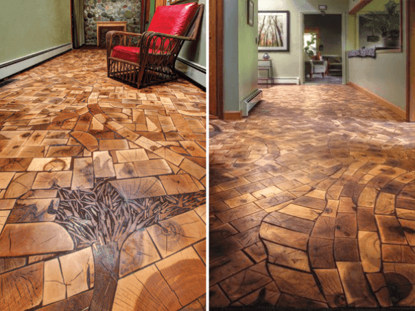 Sàn gỗ được lát theo kiểu freestyle mang lại không gian mới lạ 
