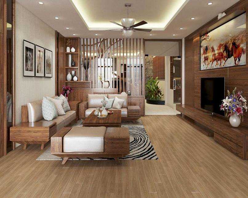 Nên trang trí phòng khách bằng gỗ tự nhiên hay gỗ công nghiệp