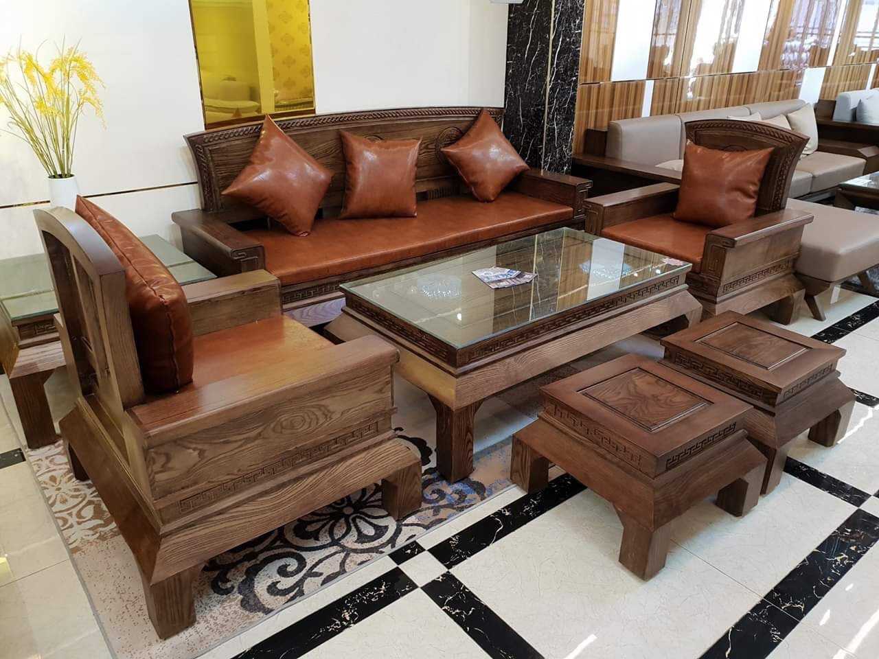 Mẫu trang trí phòng khách bằng gỗ Xoan Đào tự nhiên