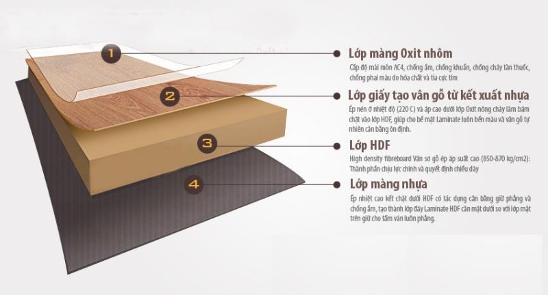 Cấu tạo của sàn gỗ công nghiệp Việt Nam