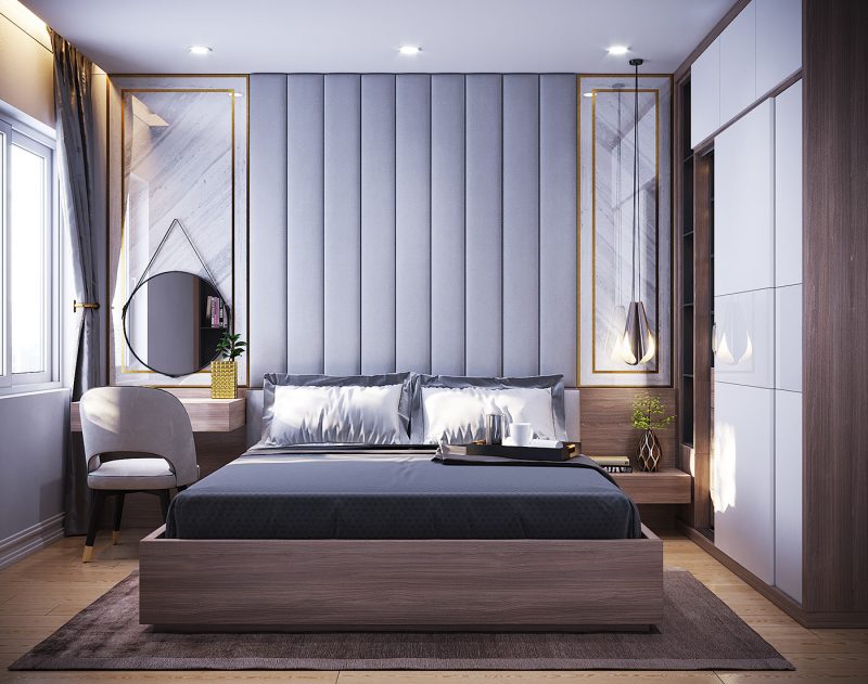 Mẫu thiết kế giường hiện đại kiểu dáng đơn giản mẫu 2