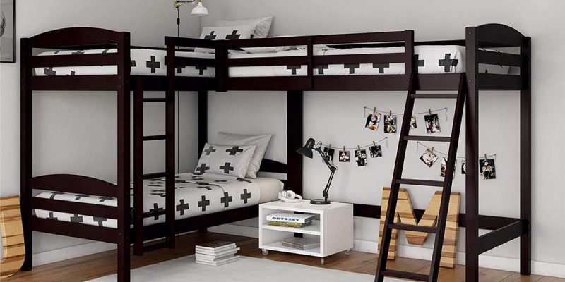 Mẫu thiết kế giường tầng với thiết kế hình dạng xếp vuông góc mẫu 1