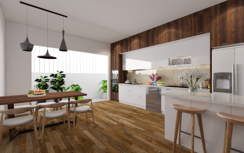Sàn gỗ cho phòng bếp