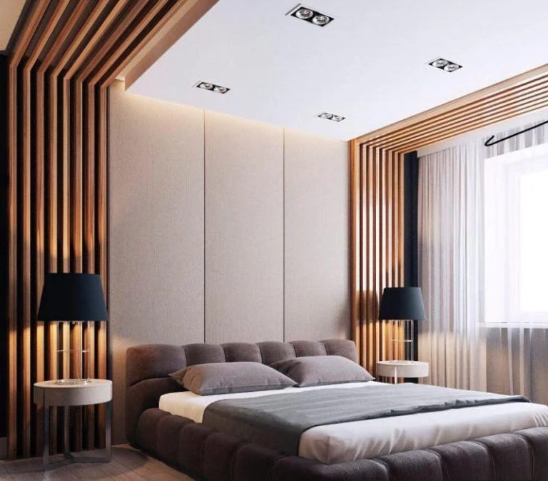 Phòng ngủ ốp Lamri gỗ đẹp