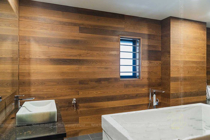 Lamri gỗ ốp tường đẹp cho phòng vệ sinh