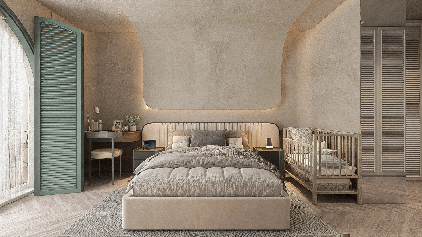 Mẫu 4: Phòng ngủ phong cách Wabi Sabi