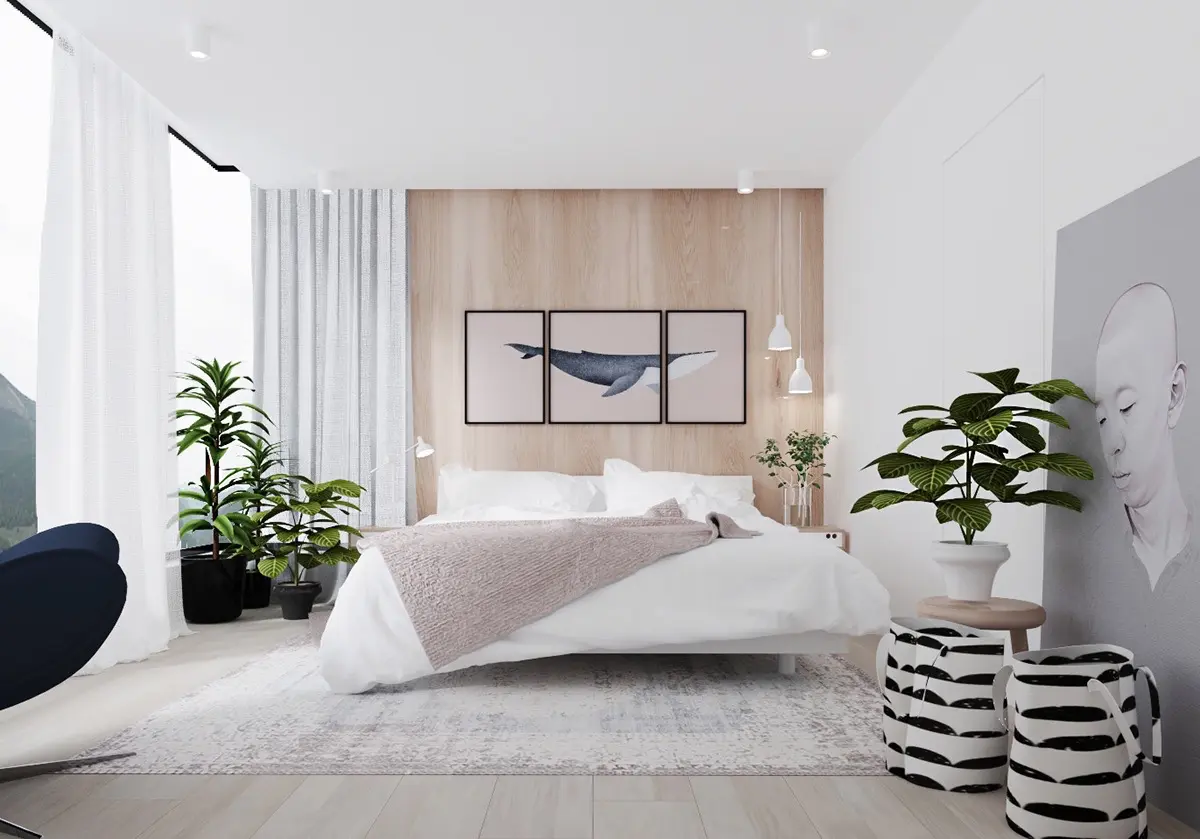 Từ trang trí phòng ngủ đơn giản với cây xanh trong phòng