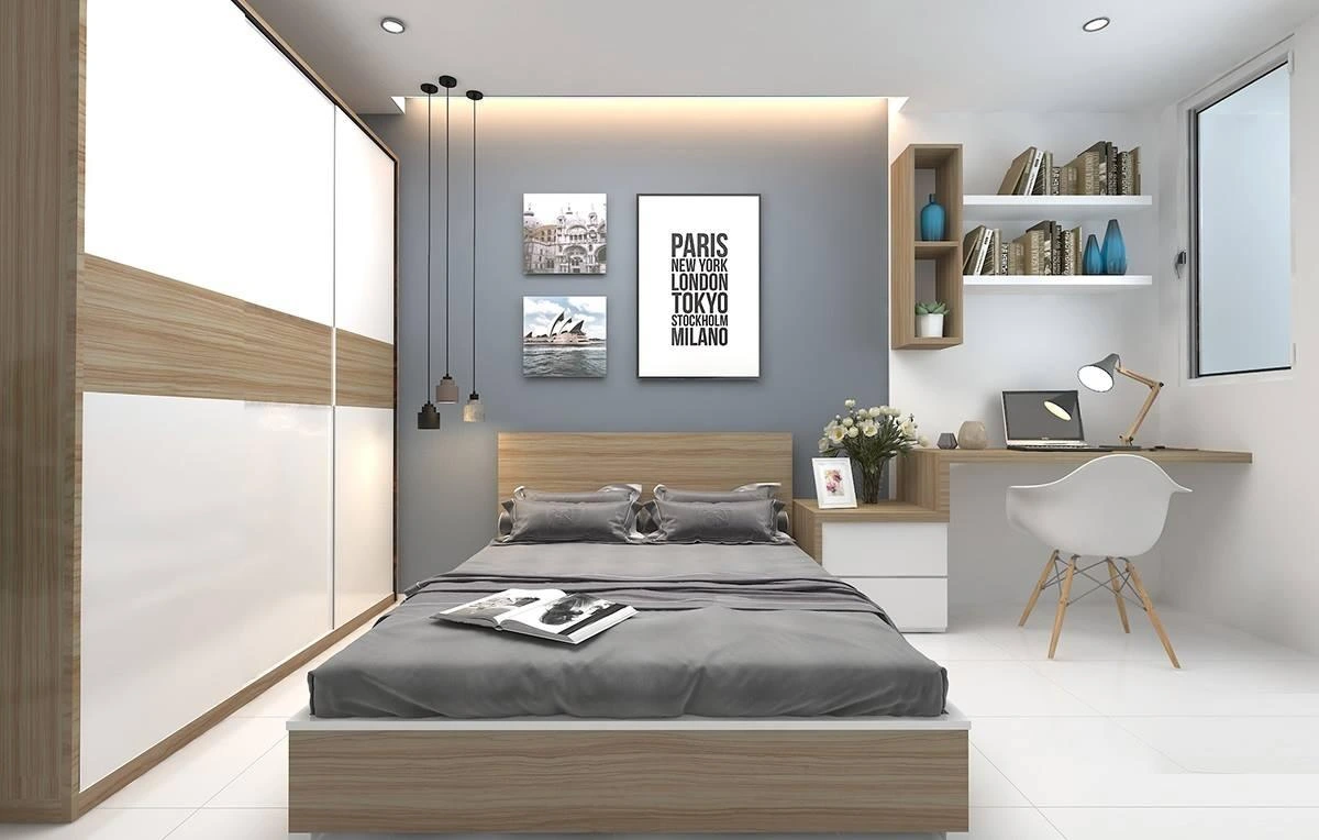 Mẫu thiết kế phòng ngủ tối giản gam màu trung tính